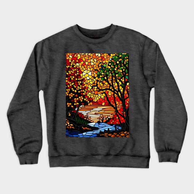 Stained Glass Autumn Foliage Crewneck Sweatshirt by Chance Two Designs